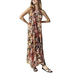 Natural Life Katie Floral Maxi Dress Medium Sleeveless Multicolor‎ Boho Cottage